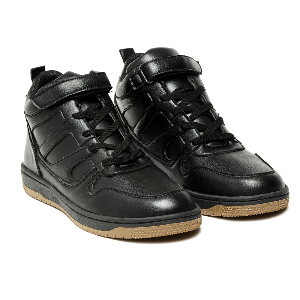 Rise Black High-Top Strap Sneakers