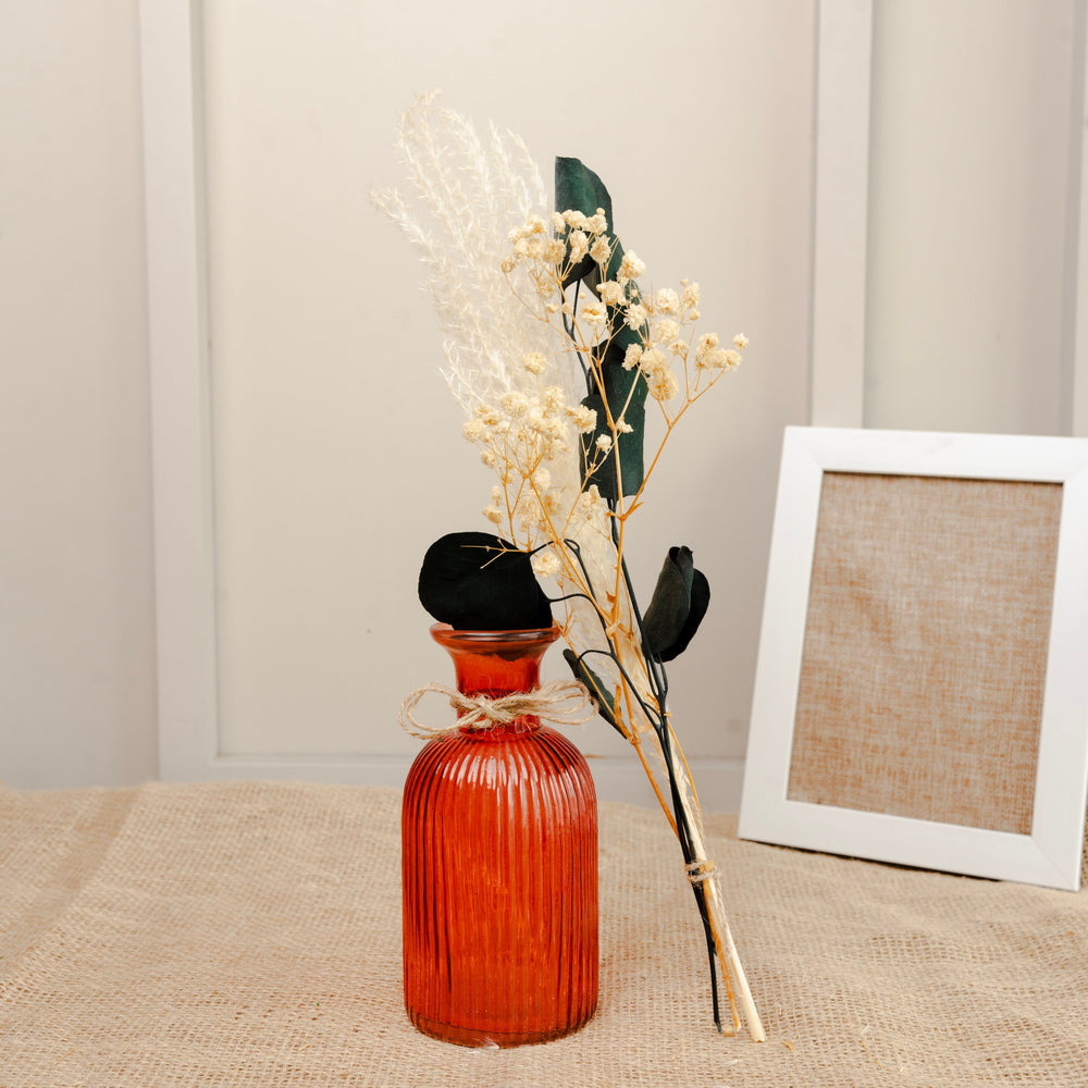 Amber Haven Large Glass Vase with Dried Flowers | Elegant Home Décor