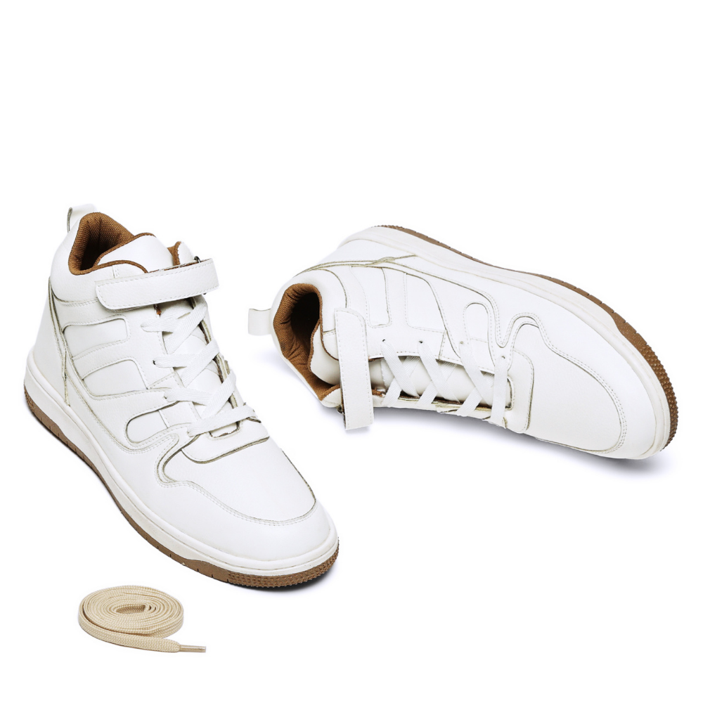 Rise White  High-Top Strap Sneakers