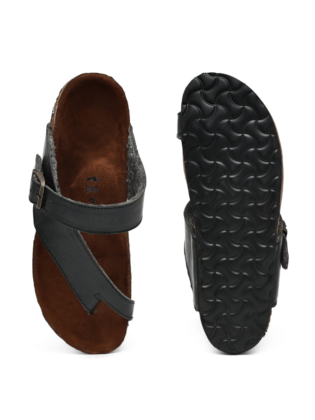 TUSK Black Cross-Strap Cork Footbed Sandals