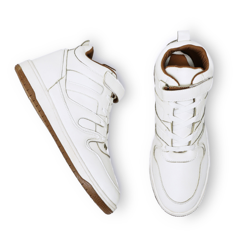 Rise White  High-Top Strap Sneakers