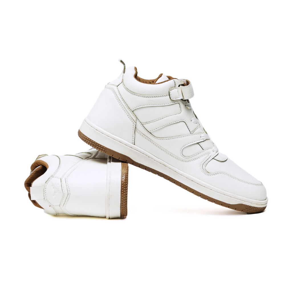 Rise White  High-Top Strap Sneakers