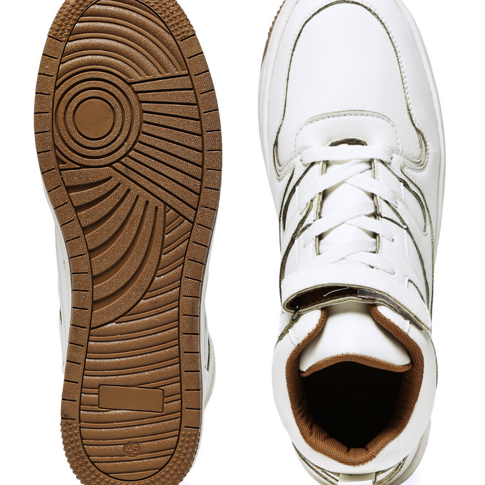 Rise White  High-Top Strap Sneakers