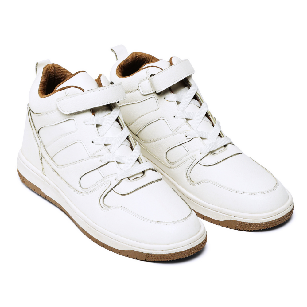 Rise White  High-Top Strap Sneakers