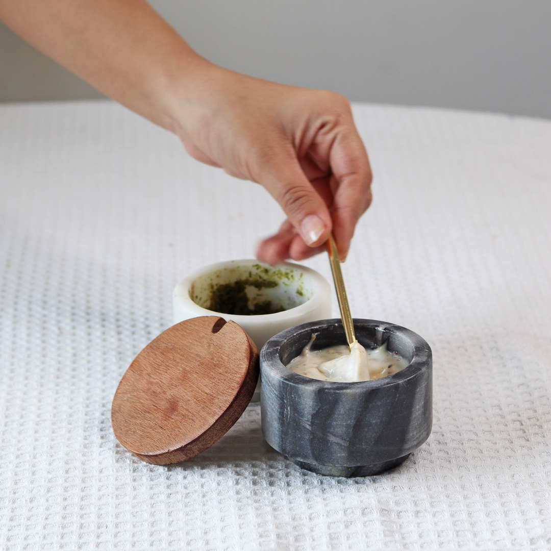 Muun Home Stacked Marble Spread Jars Set of Two