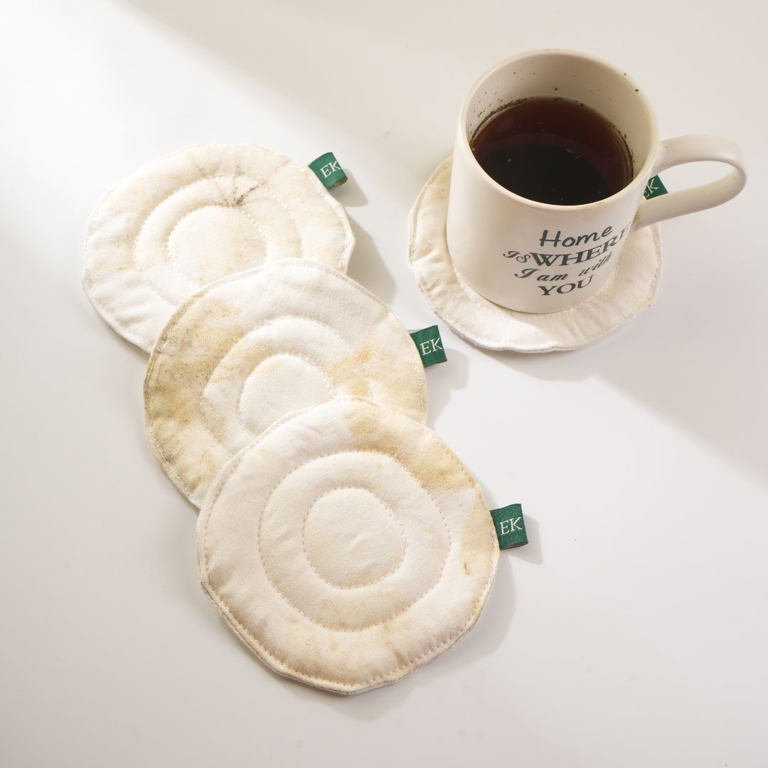 Ecokari Eco-Printed hemp fabric coasters (set of 2)