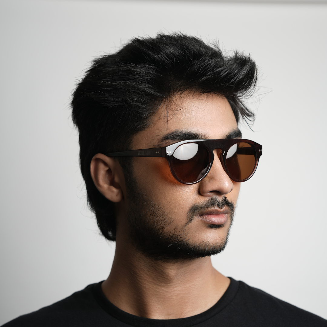 Monkstory Bold Aviator Unisex Sunglasses - Brown