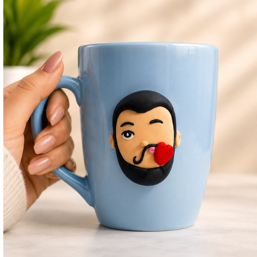 Bisou Moustache – 3D Face Ceramic Mug