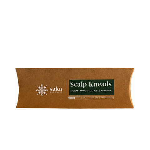 Saka Organics - Scalp Kneads | Handmade Bamboo Neem Wood Comb with Handle | Eco-Friendly Hair Care (1 pc)