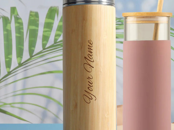 Valentine Hydration Gift Set – Bamboo Bottle & Glass Tumbler Trio
