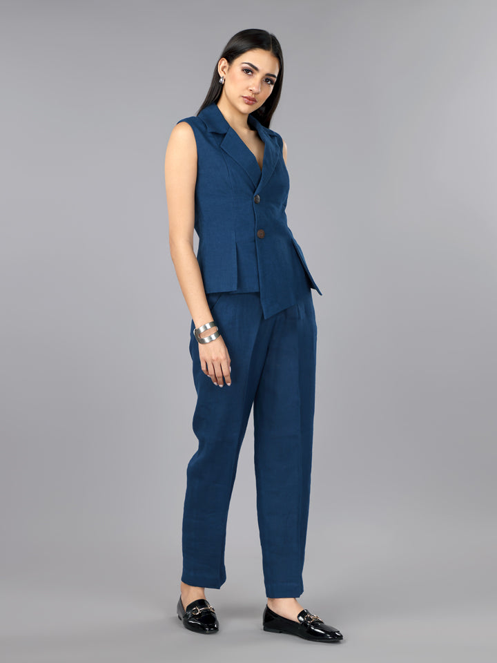 Gothilo Indigo Linen Jacket & Pant Set