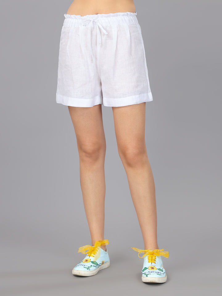 Gothilo Frost White Linen Shirt & Shorts Set