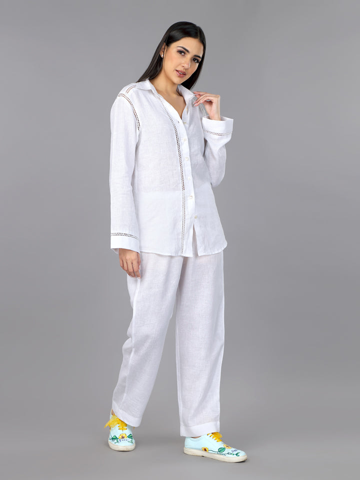 Gothilo Frost White Linen Shirt