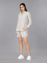 Gothilo Natural Linen Classic Shirt & Shorts Set