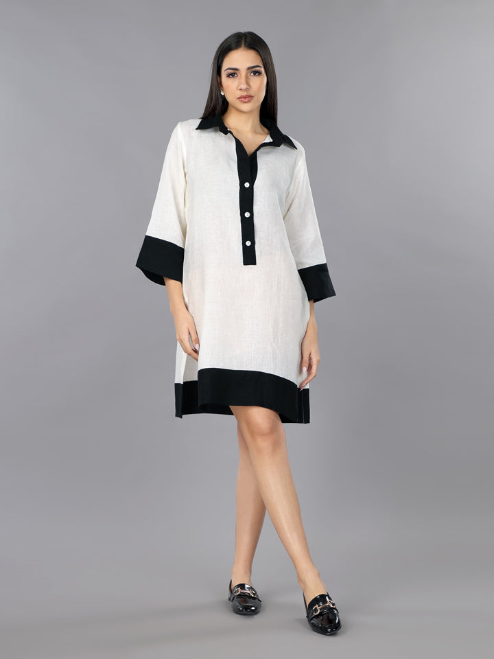 Gothilo Ivory Linen Shirt Dress