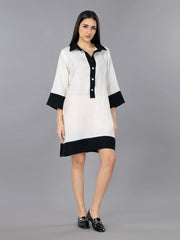 Gothilo Ivory Linen Shirt Dress