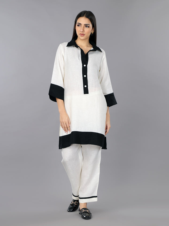 Gothilo Ivory Shirt Style Kurta Set