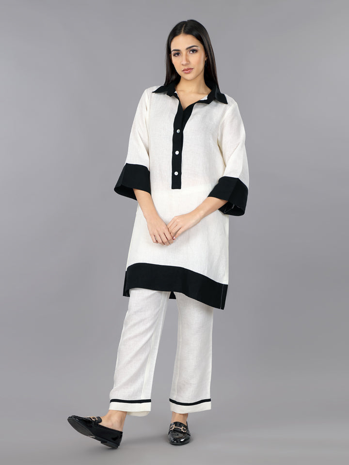 Gothilo Ivory Shirt Style Kurta Set