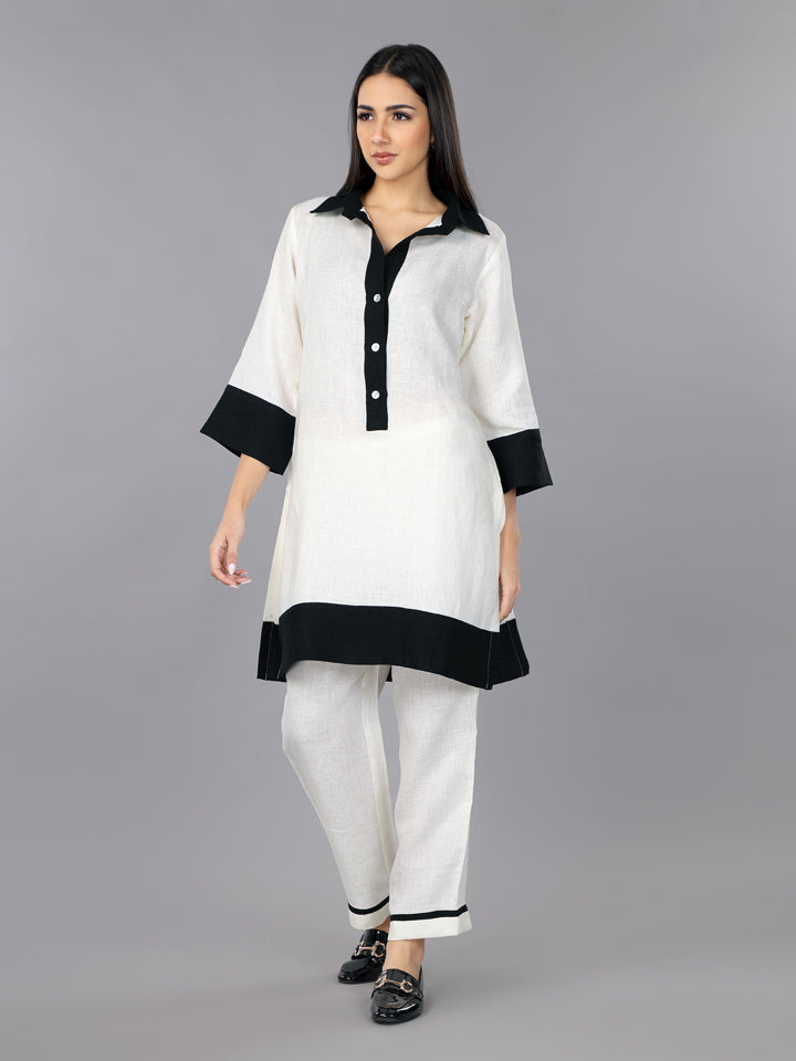 Gothilo Ivory Shirt Style Kurta Set