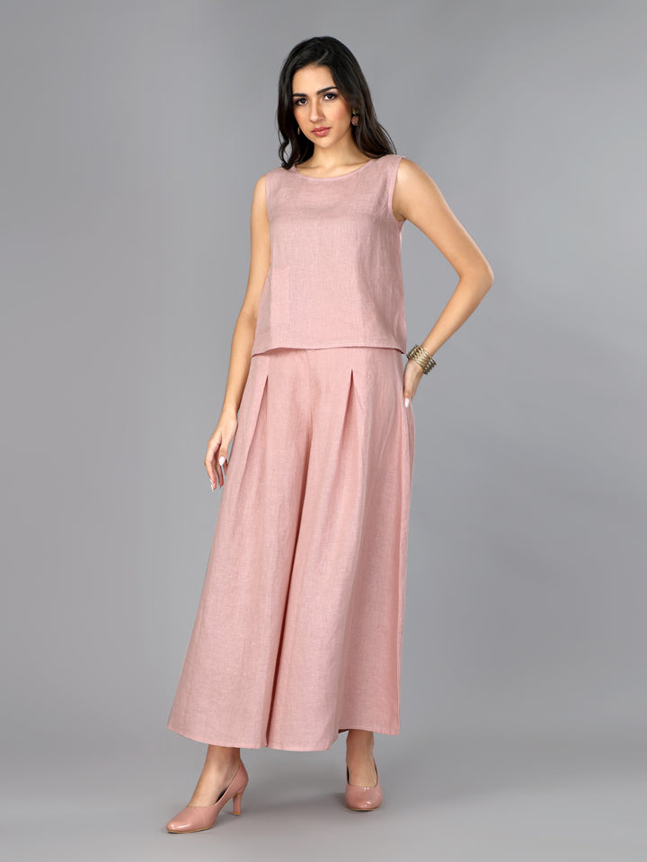 Gothilo Flamingo Linen Short Top & Culotte Set