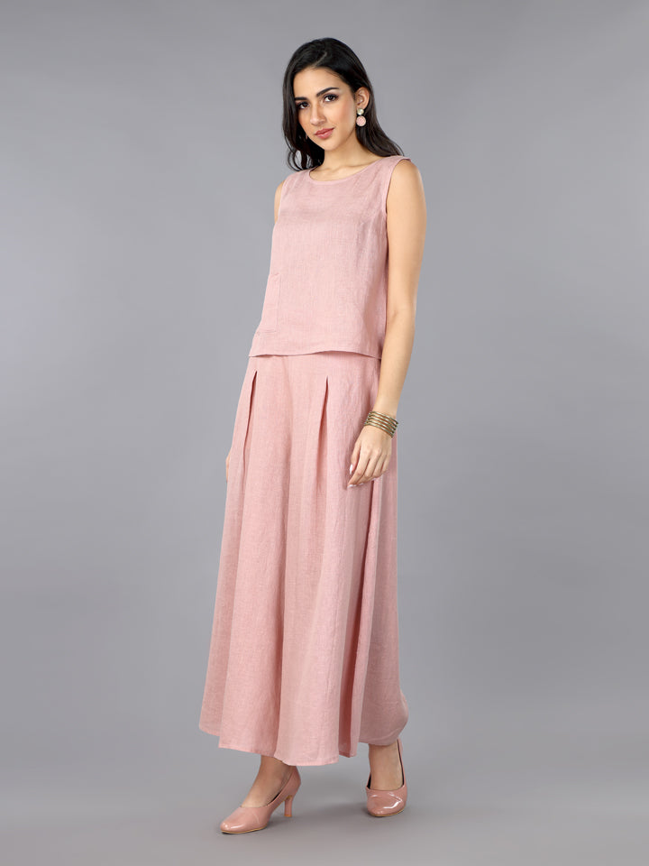 Gothilo Flamingo Linen Short Top & Culotte Set