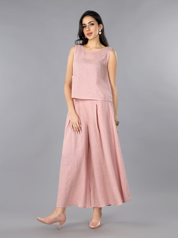 Gothilo Flamingo Linen Short Top & Culotte Set