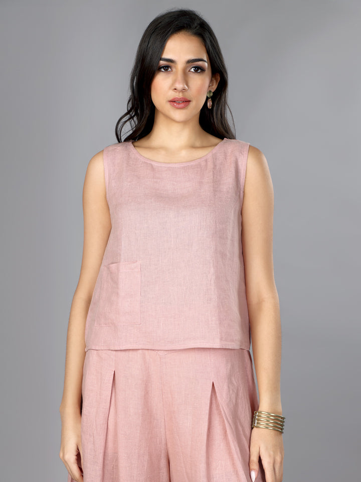 Gothilo Flamingo Linen Short Top & Culotte Set