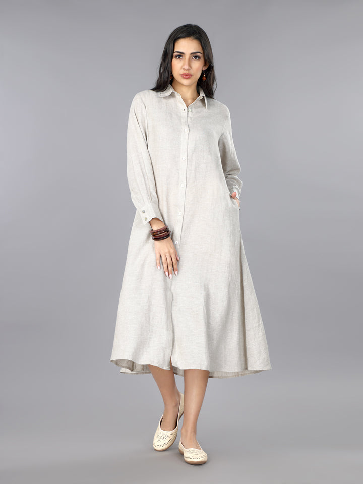 Gothilo Natural Linen Shirt Dress