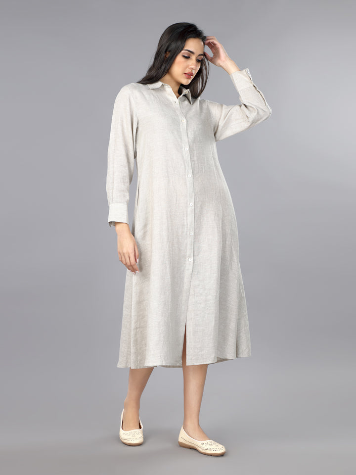 Gothilo Natural Linen Shirt Dress