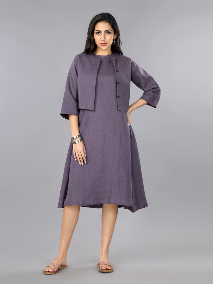 Gothilo Berry Purple Linen Jacket Dress