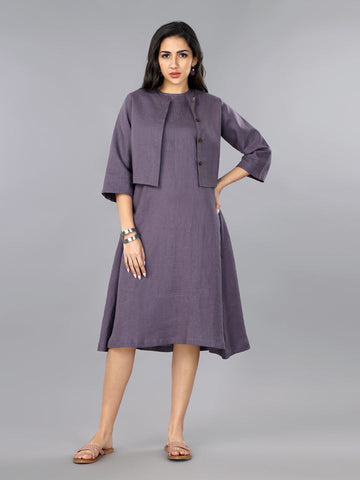 Gothilo Berry Purple Linen Jacket Dress