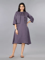 Gothilo Berry Purple Linen Jacket Dress