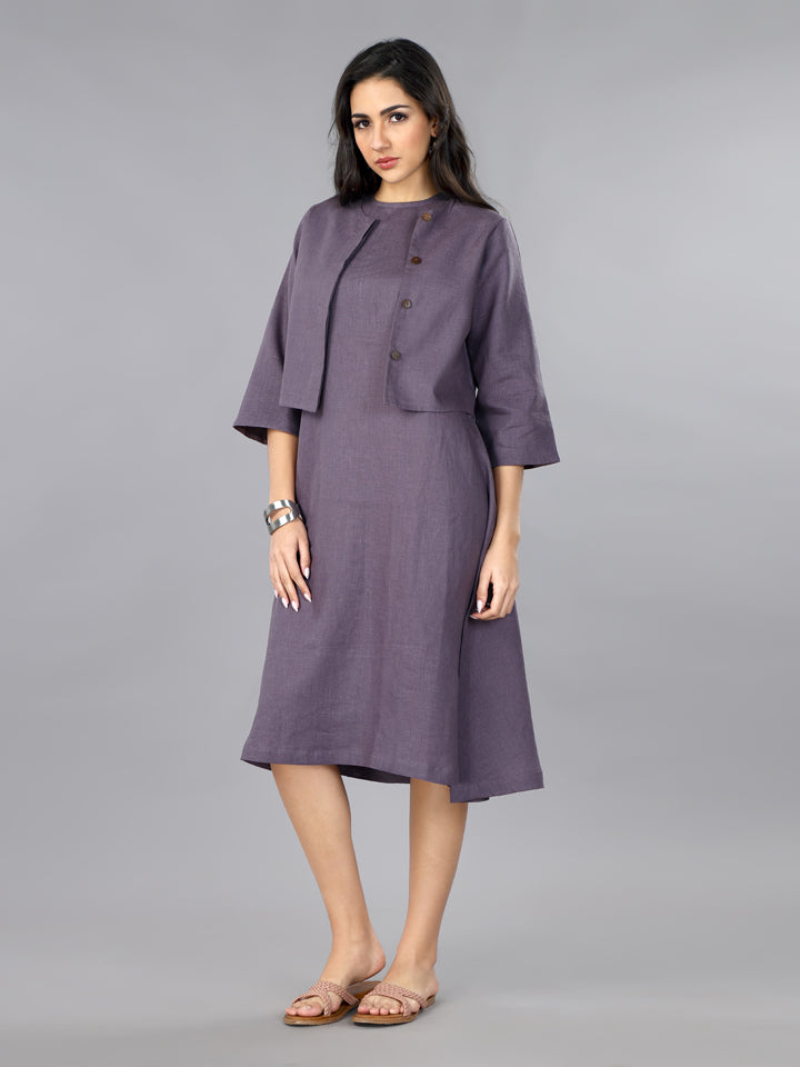 Gothilo Berry Purple Linen Jacket Dress