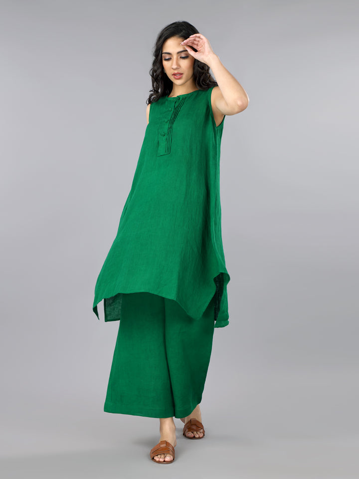 Gothilo Imperial Green Linen Kurta Set