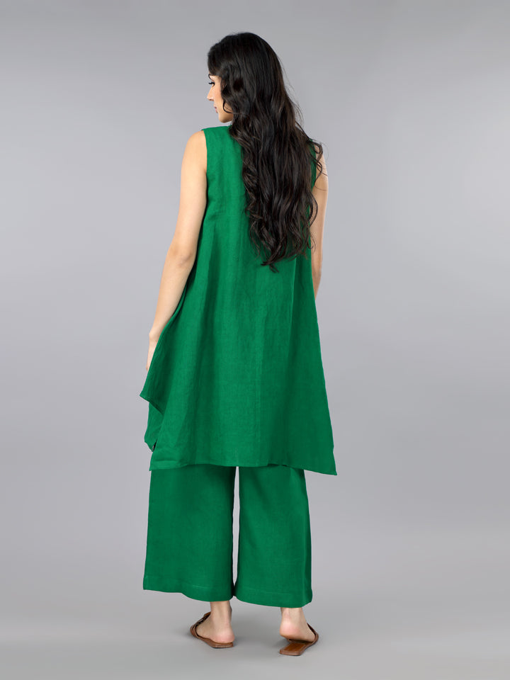 Gothilo Imperial Green Linen Kurta Set