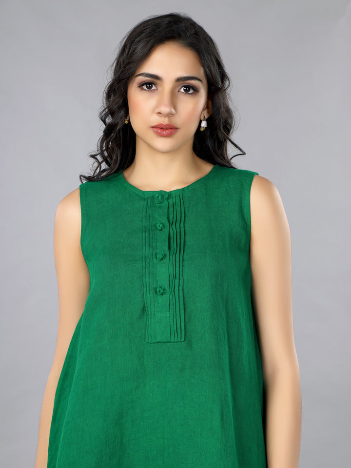 Gothilo Imperial Green Linen Kurta Set