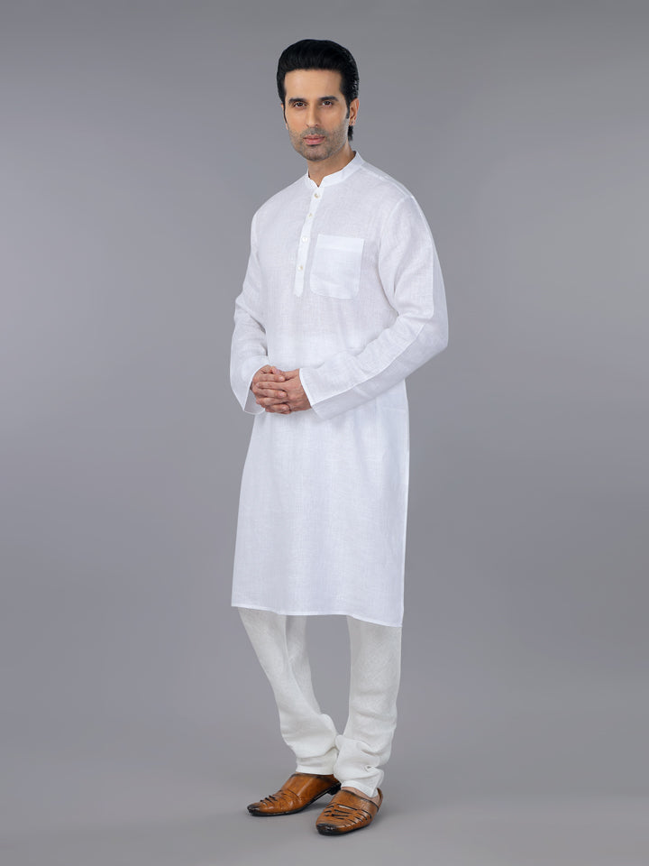 Gothilo Frost White Linen Classic Kurta Set