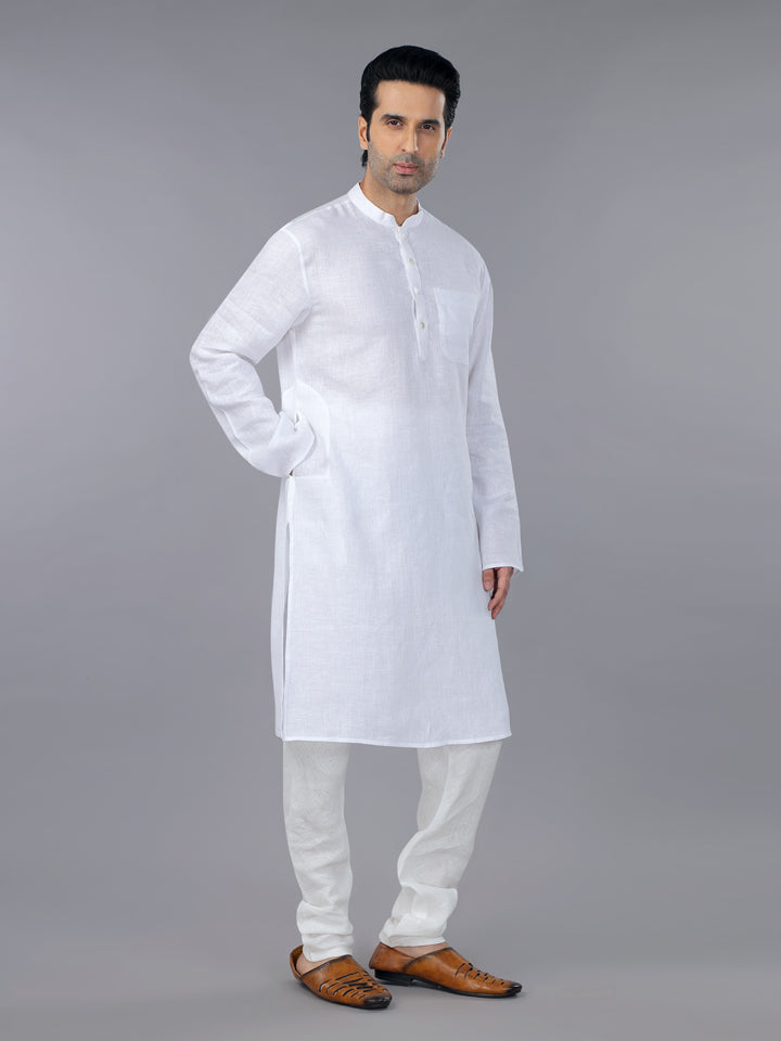Gothilo Frost White Linen Classic Kurta Set