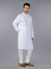 Gothilo Frost White Linen Classic Kurta Set