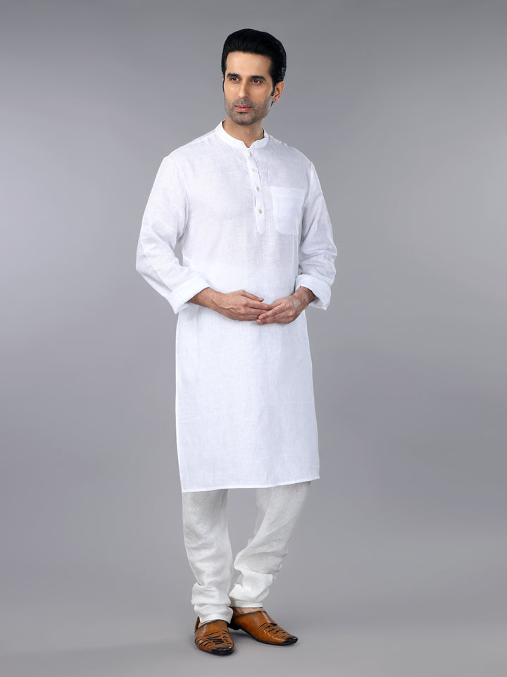 Gothilo Frost White Linen Classic Kurta Set
