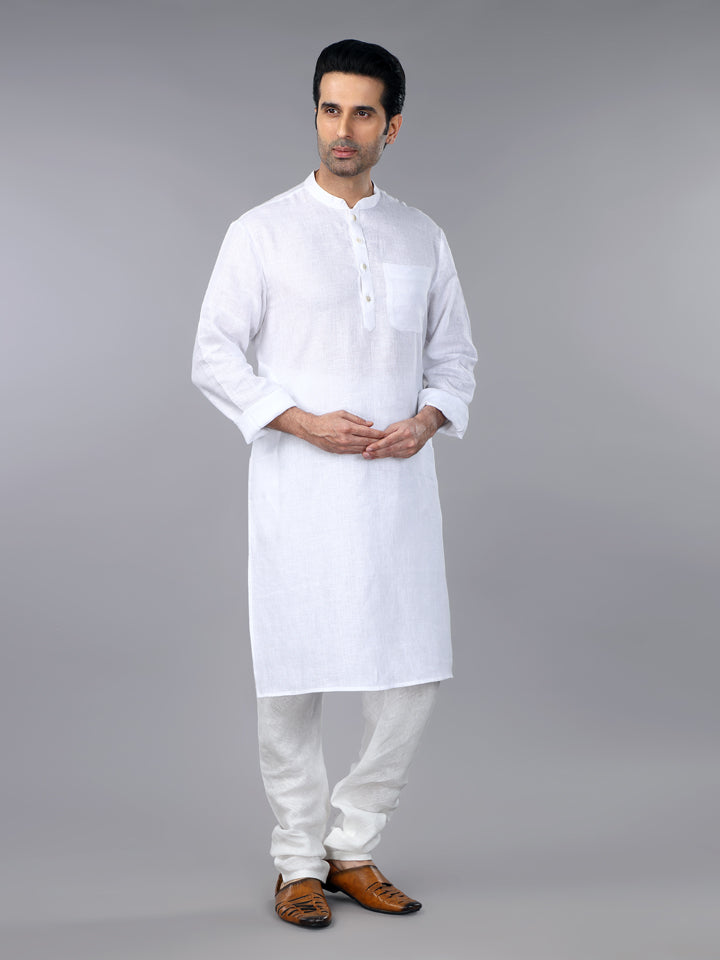 Gothilo Frost White Linen Classic Kurta Set