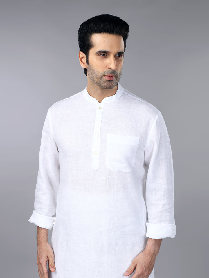 Gothilo Frost White Linen Classic Kurta Set