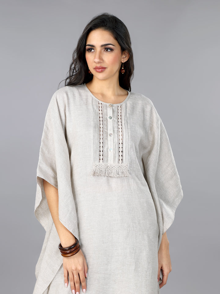 Gothilo Natural Linen Kaftan & Dhoti Pant Set