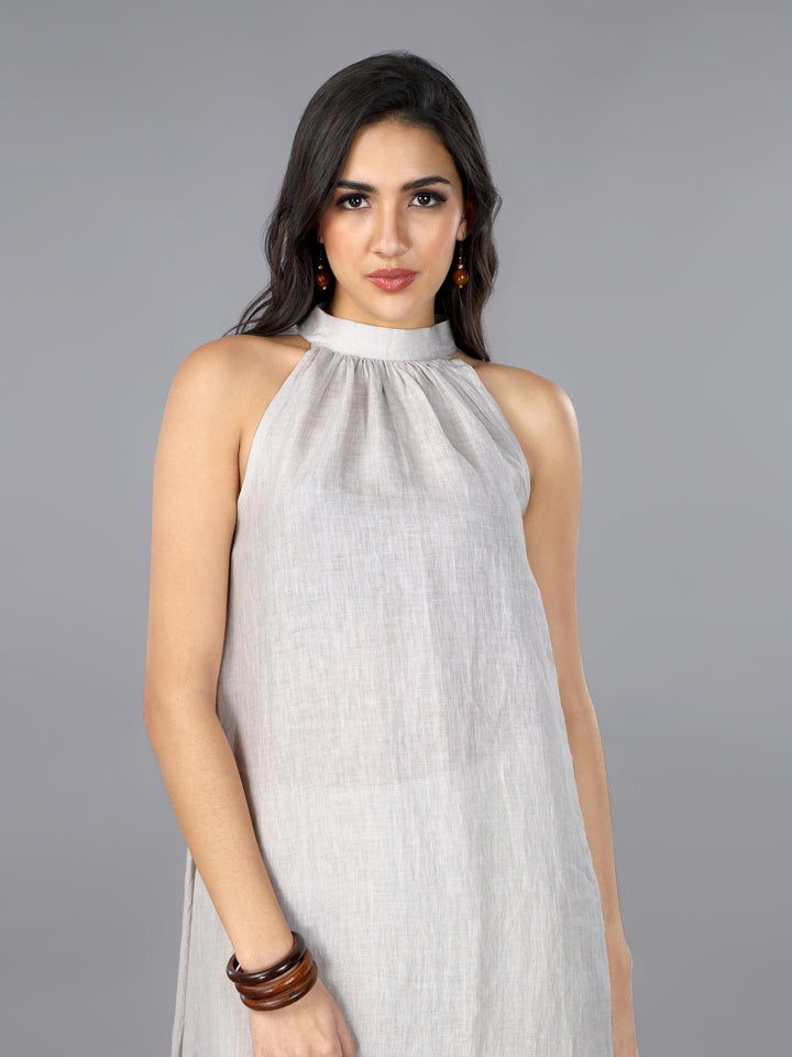 Gothilo Natural Linen Flared Kurta & Palazzo Set