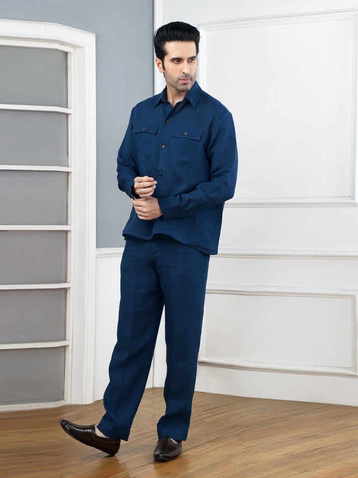 Gothilo Indigo Linen Pocket Shirt