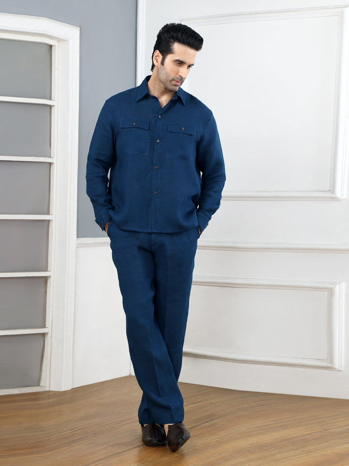 Gothilo Indigo Linen Pocket Shirt