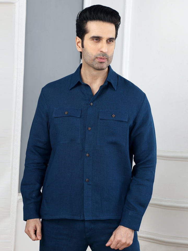 Gothilo Indigo Linen Pocket Shirt