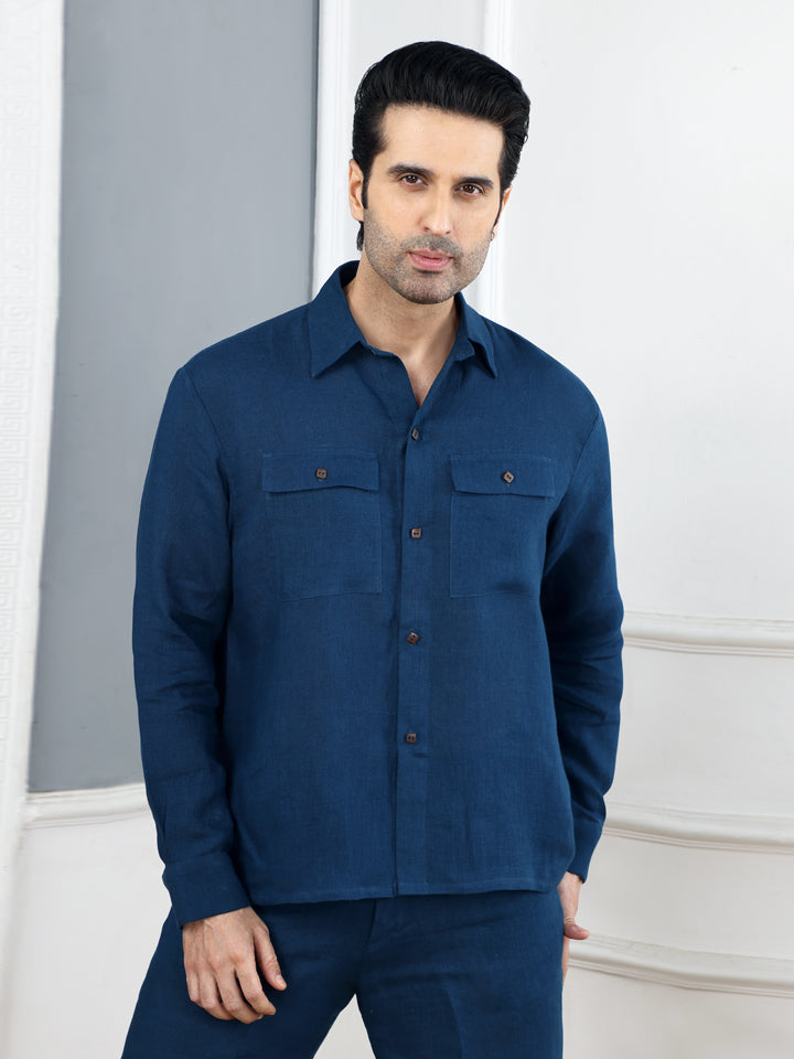 Gothilo Indigo Linen Pocket Shirt