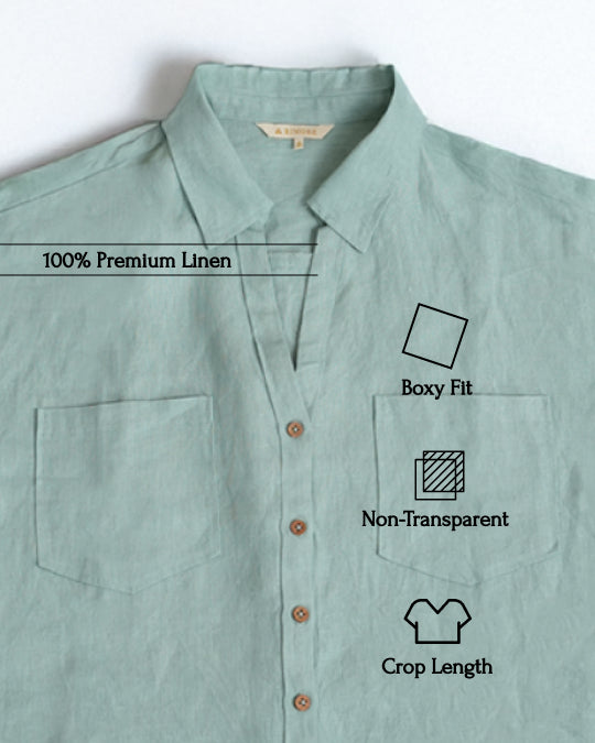 100% Premium Linen Boxy Shirt - Women