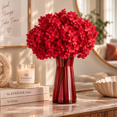 Rouge Eternel – Red Hydrangea Dried Flower Bouquet